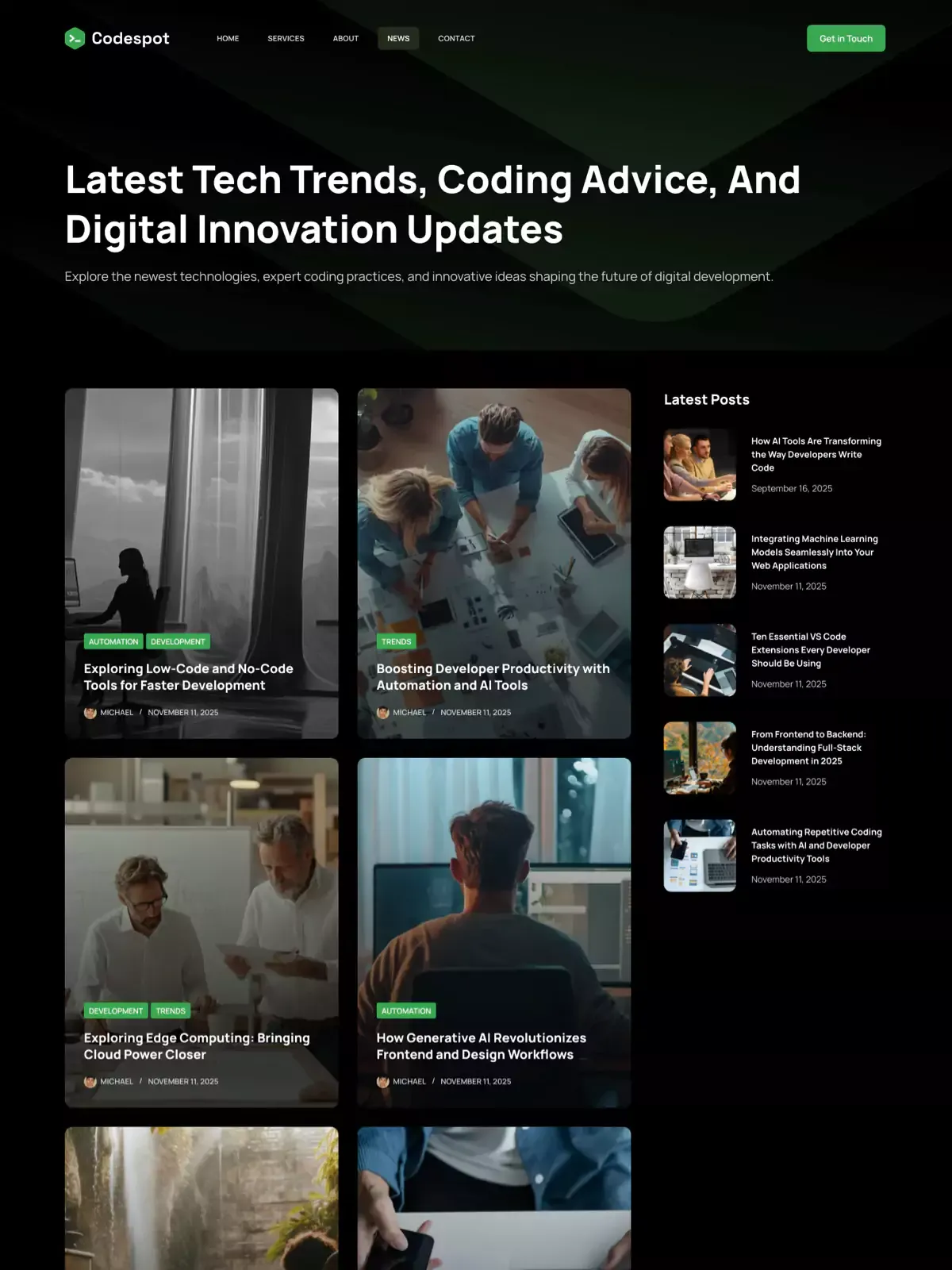 Страница демо 3 для сайта Codespot