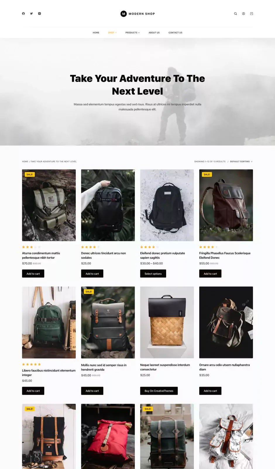 Превью стартового сайта Modern Shop