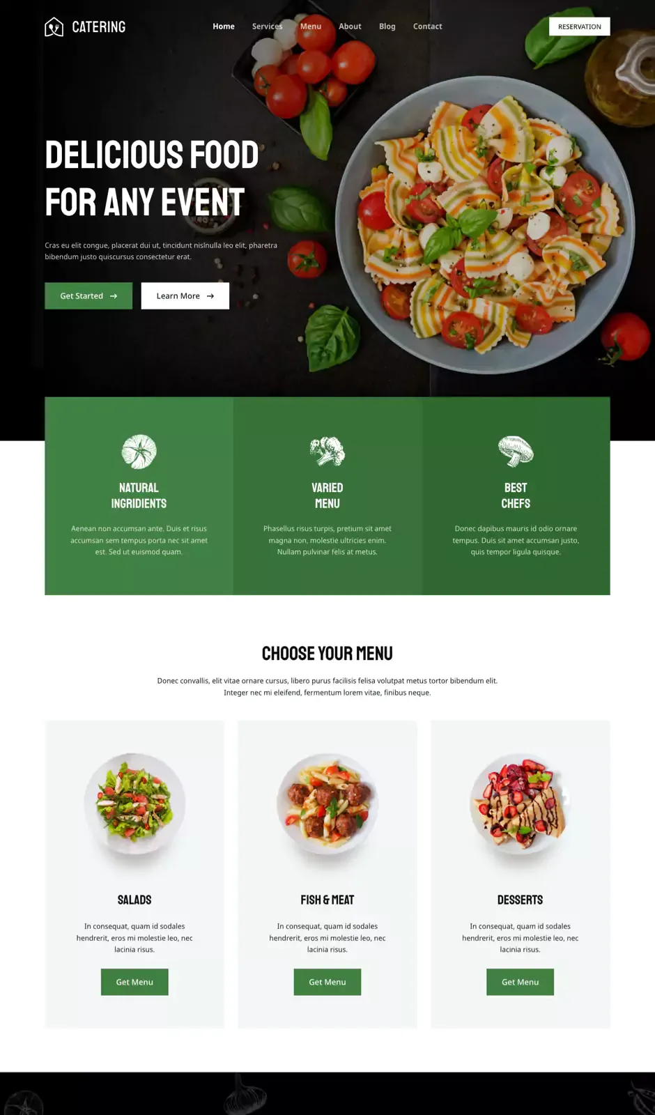 Превью стартового сайта Catering