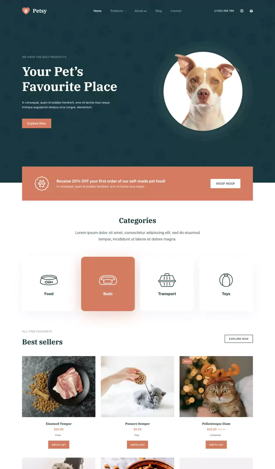 Превью стартового сайта Petsy