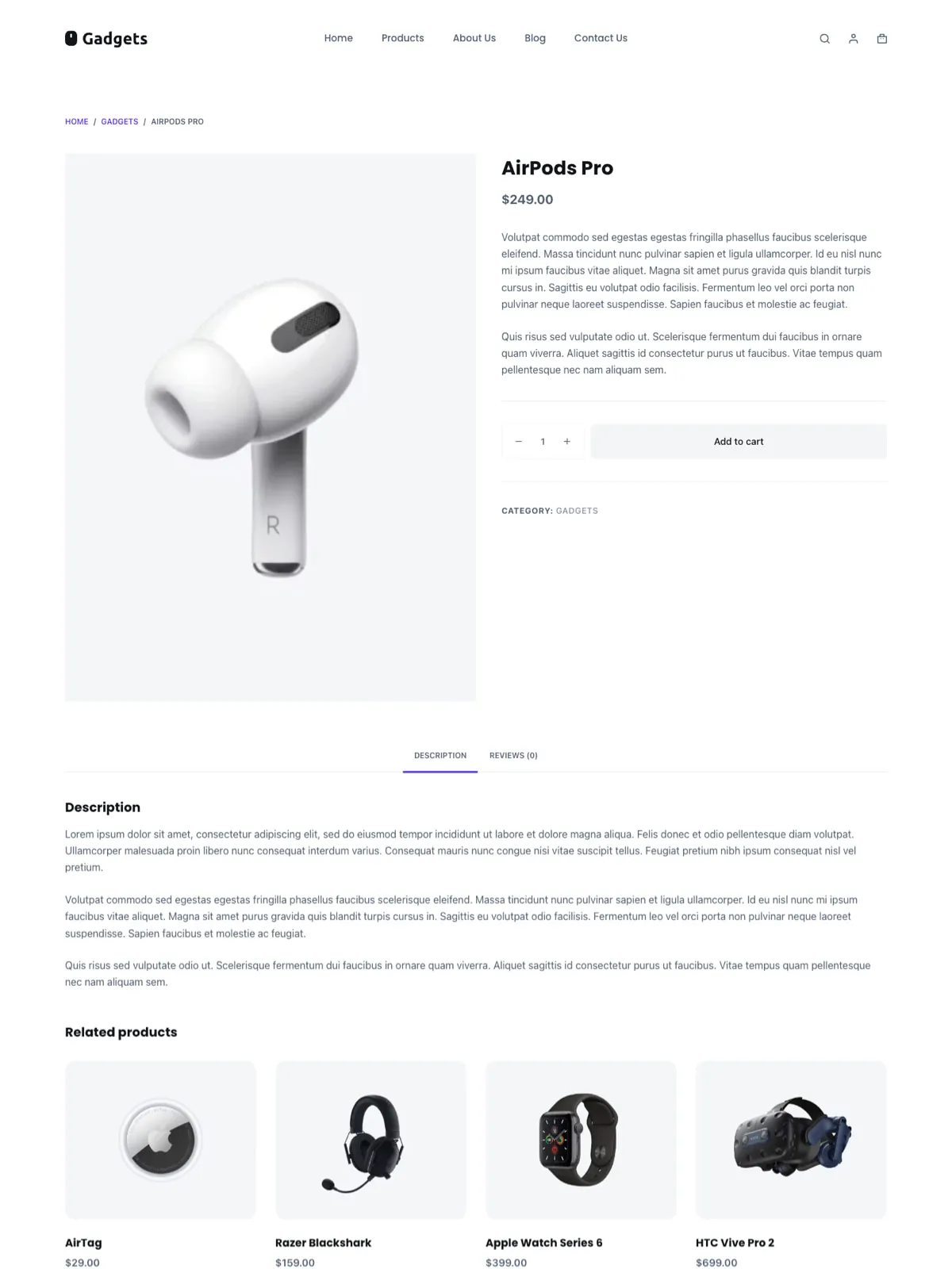 Gadgets — Карточка товара