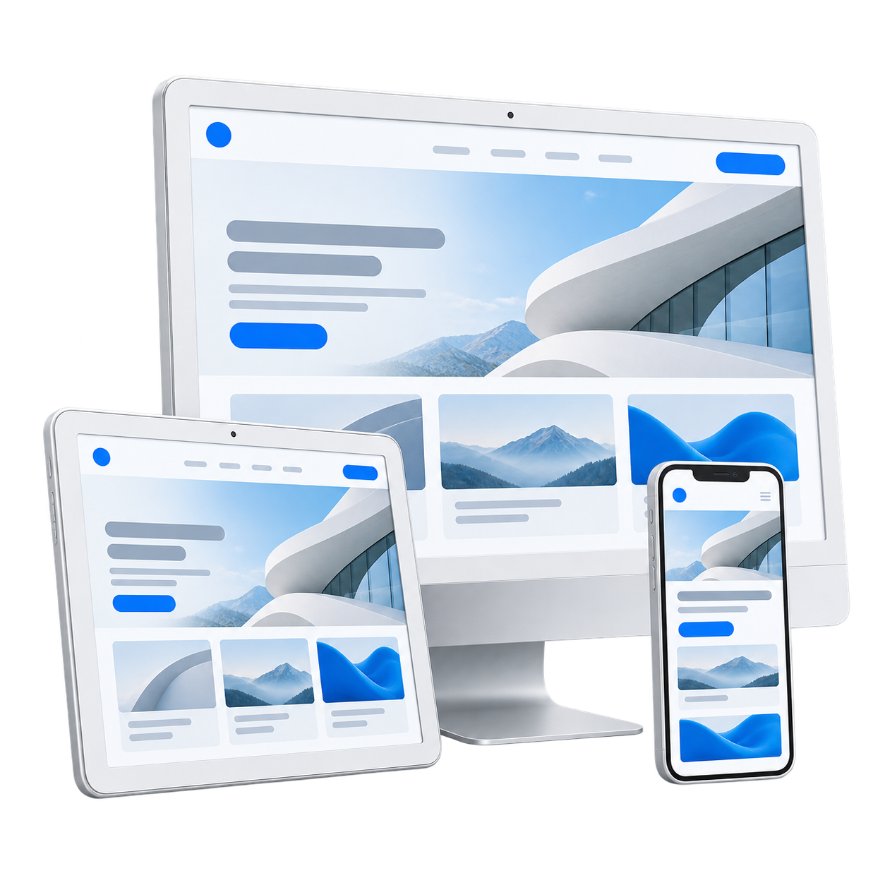 Три адаптивных макета сайта: desktop, tablet и mobile