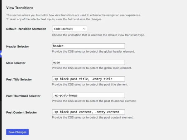 Плавные переходы между страницами через плагин View Transitions для WordPress